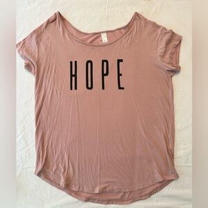 Hope Outfitters Womens HOPE Tee Shirt Size Large. Mauve-Pink Christian Message